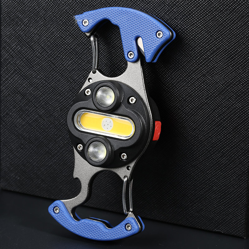 Multi Function Portable Mini Dual Lights Flashlights Strong Magnet Seat Belt Cutter Car Repair Rechargeable COB LED Work Light