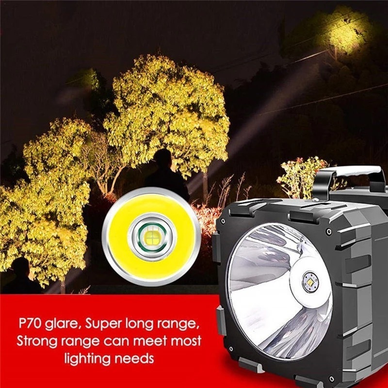 Super Bright Double Head Emergency Light Searchlight Floodlight XHP70 High Lumens LED Rechargeable Strongest Flashlight