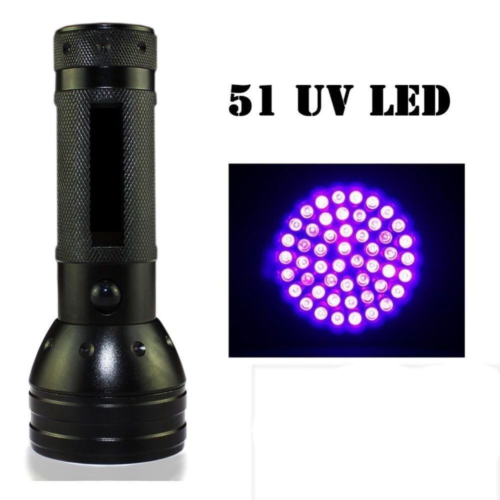 High Range 395NM 51 LED Ultraviolet Light UV Flashlight for Money Jade Jewelry Gemstone PET Urine Detector