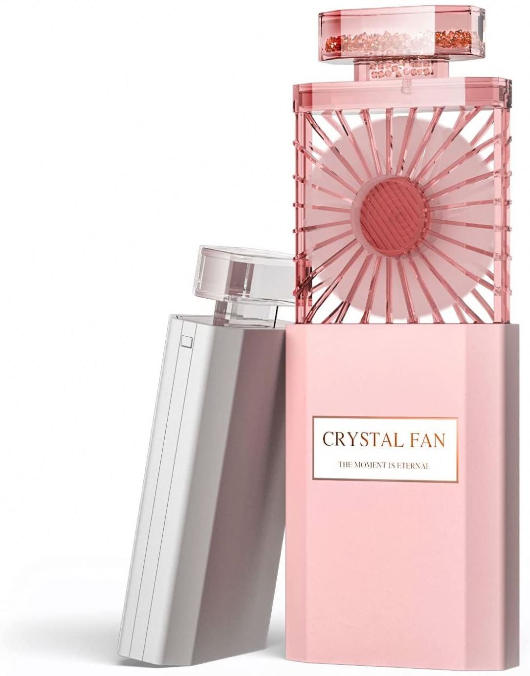 Perfume Bottle Design Mini Fan with Scented Piece Powerful Crystal Pull-out Portable Fan, Cooling Electric Fan for Girl