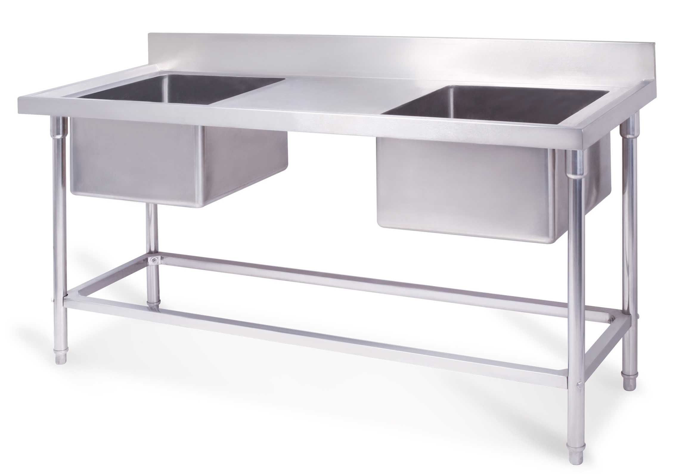 Commercial restaurant kitchen 304 stainless steel sink fish cleaning prep work table with double sink washers counter suppliers