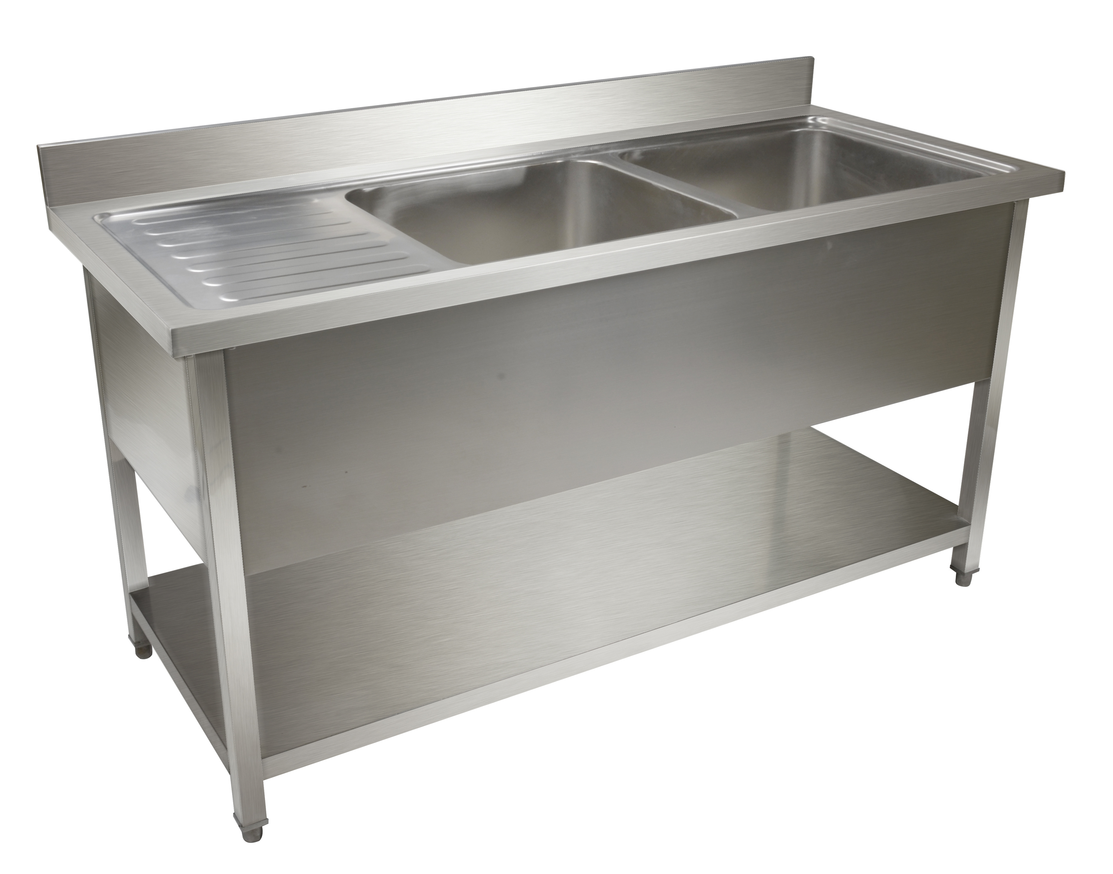 Commercial restaurant kitchen 304 stainless steel sink fish cleaning prep work table with double sink washers counter suppliers