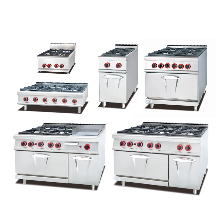 4 6 burner restaurant cook machines kitchen equipment gas stove stand range with oven price Industrial Commercial lpg gas cooker