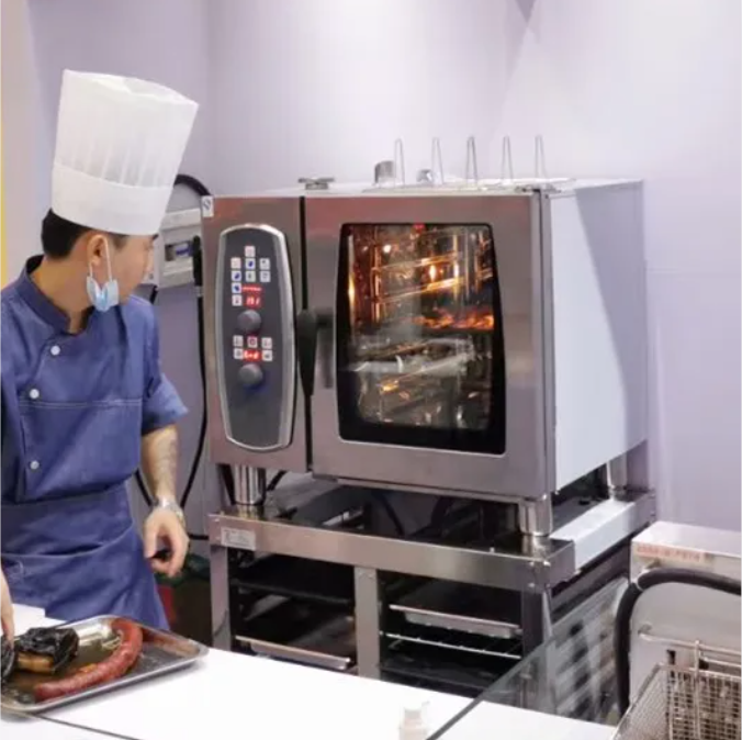 Electric kitchen mini small countertop combi oven commercial automatic boiler combination steam steamer oven for sale price cost