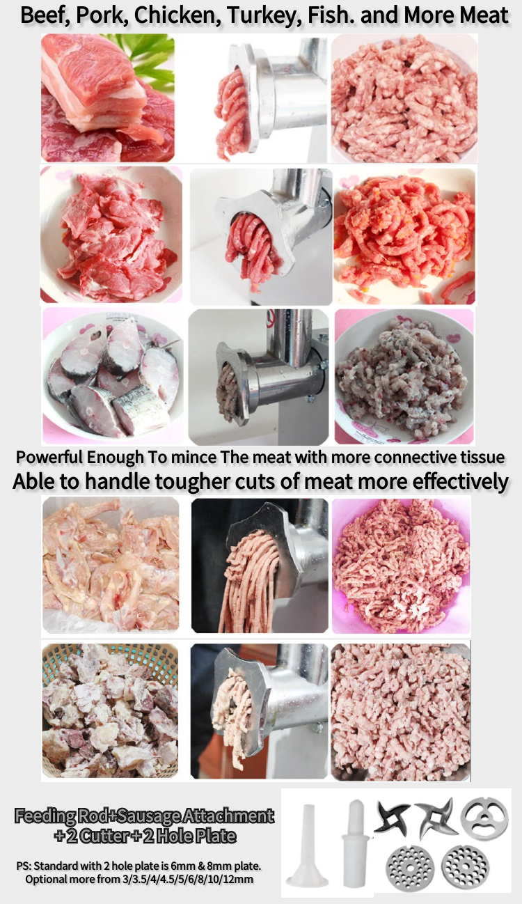 Industrial large small Dubai minced burger chopped chopping making ground pork beef meat grinder slicing and grinding machinery