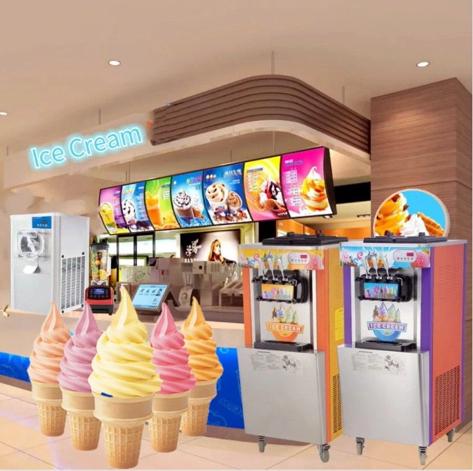 Commercial used chocolate countertop mobile domestic japanese multi flavor soft serve ice cream machine churner maker dispenser