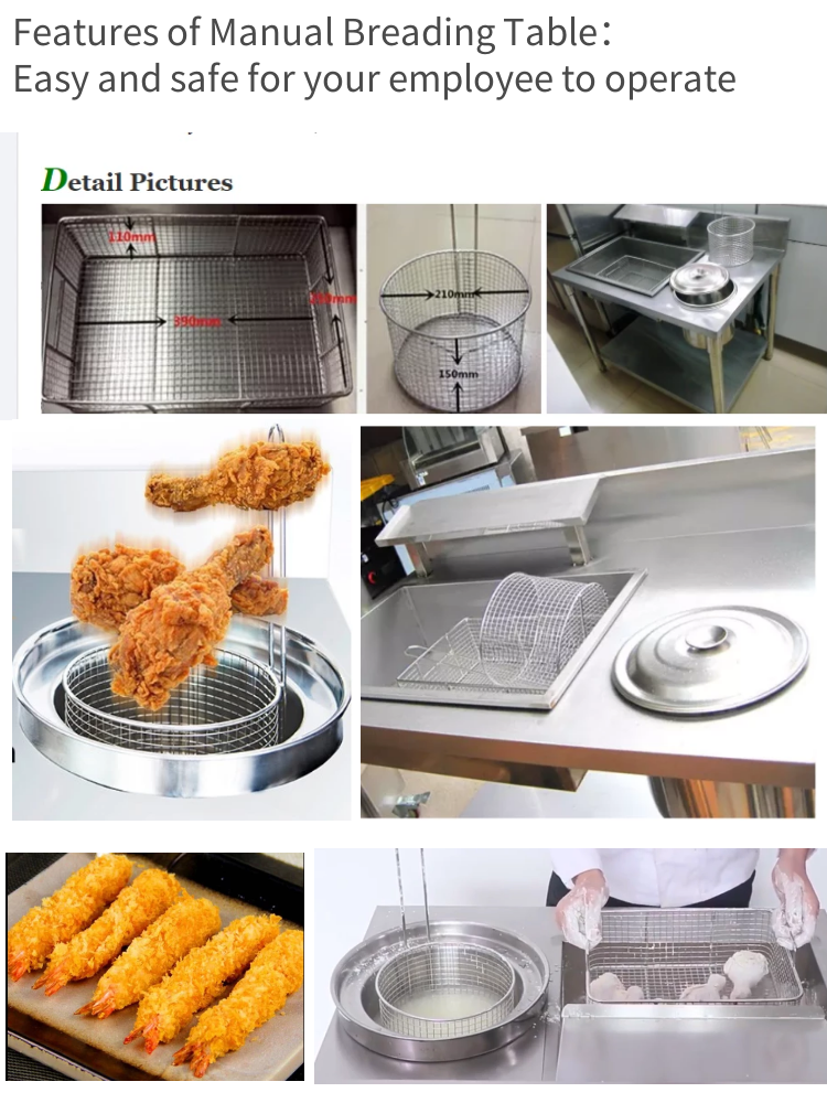 Fast food 0.8/1cm hot sale stainless steel electric kfc equipment chicken manual breading table double machine for fried chicken