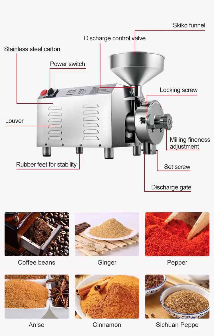 Commercial grain powder pulverizer nut small cocoa cassava leaves sesame coconut grinding equipment food grinder making machines