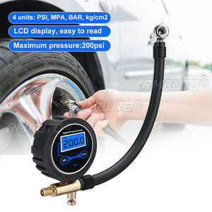 200PSI Multi-function Car Truck Air Tire Inflator Digital Pressure Gauge with Air Chuck & Hose