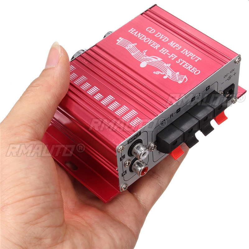 KROAK Mini 20w*20w HiFi Stereo Audio Amplifier AMP for Car MP3 FM Radio Boat 2 Channel Stereo DVD Speaker Blue Red