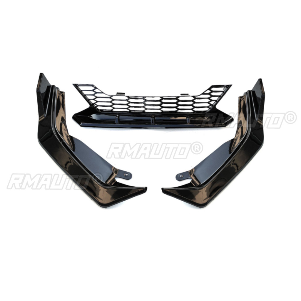 Front Bumper Lip Spoiler With Bottom Honeycomb Grill ABS Body Kit Front Skirt Exterior Parts For Nissan Sentra Sylphy 2020-2022