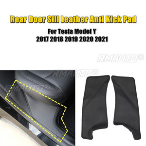 2Pcs Rear Door Sill Leather Anti Kick Mat Pad Pedal For Tesla Model Y 2017-2021 Car Door Protection Anti Dirty Accessories