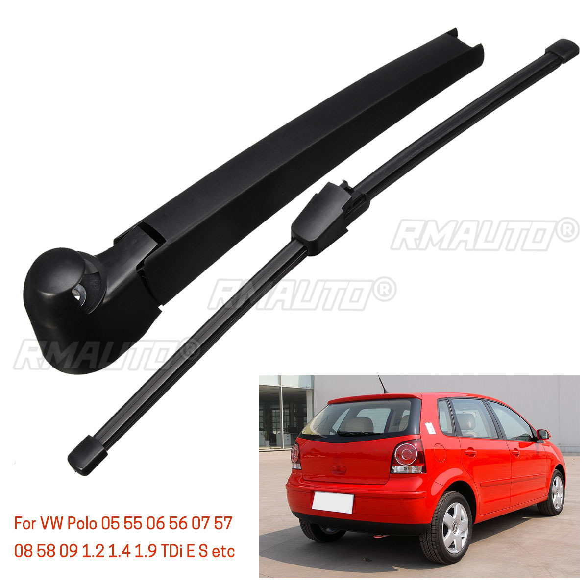 325mm Car Rear Windscreen Wipers Wiper Arm Blade For VW Polo 2005 55 2006 56 2007 57 2008 58 2009 1.2 1.4 1.9 TDi E S