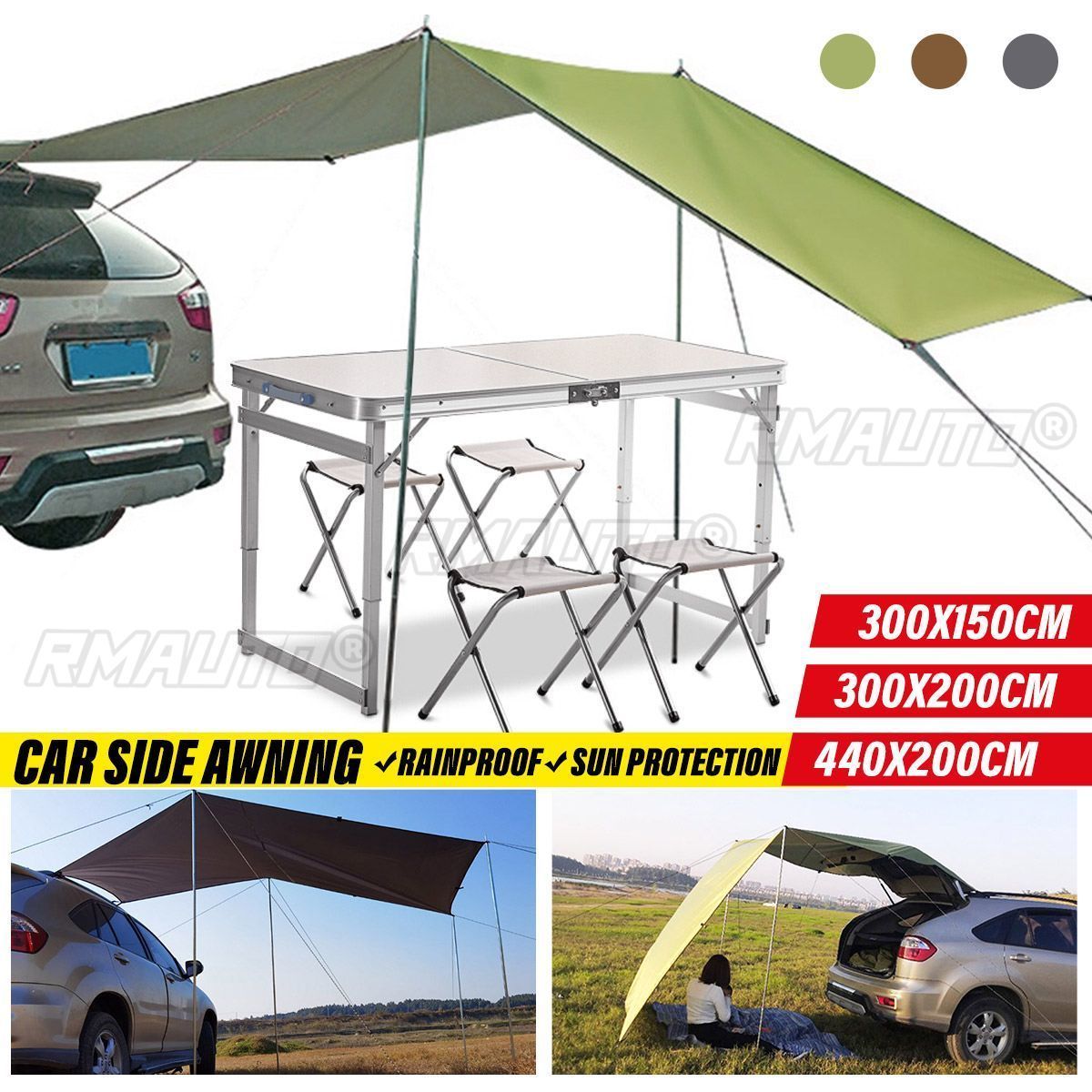 Car Shelter Shade Camping  Side Car Roof Top Tent Awning Waterproof UV  Portable Camping Tent Automobile Rooftop Rain Canopy