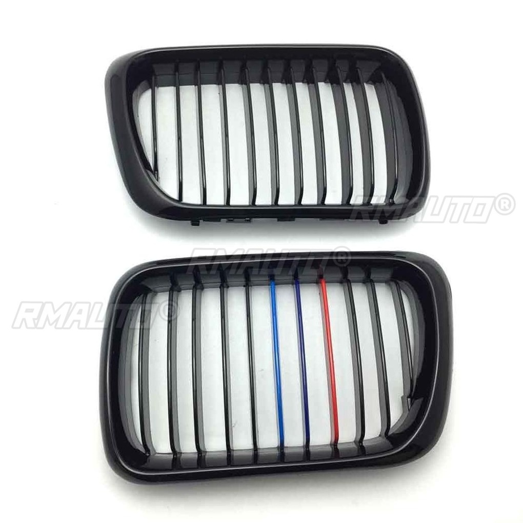 1 Pair M Style Gloss Black Car Front Bumper Kidney Grille Racing Grill for BMW E36 M3 3 Series 1997-1999 Car Body Styling Kit