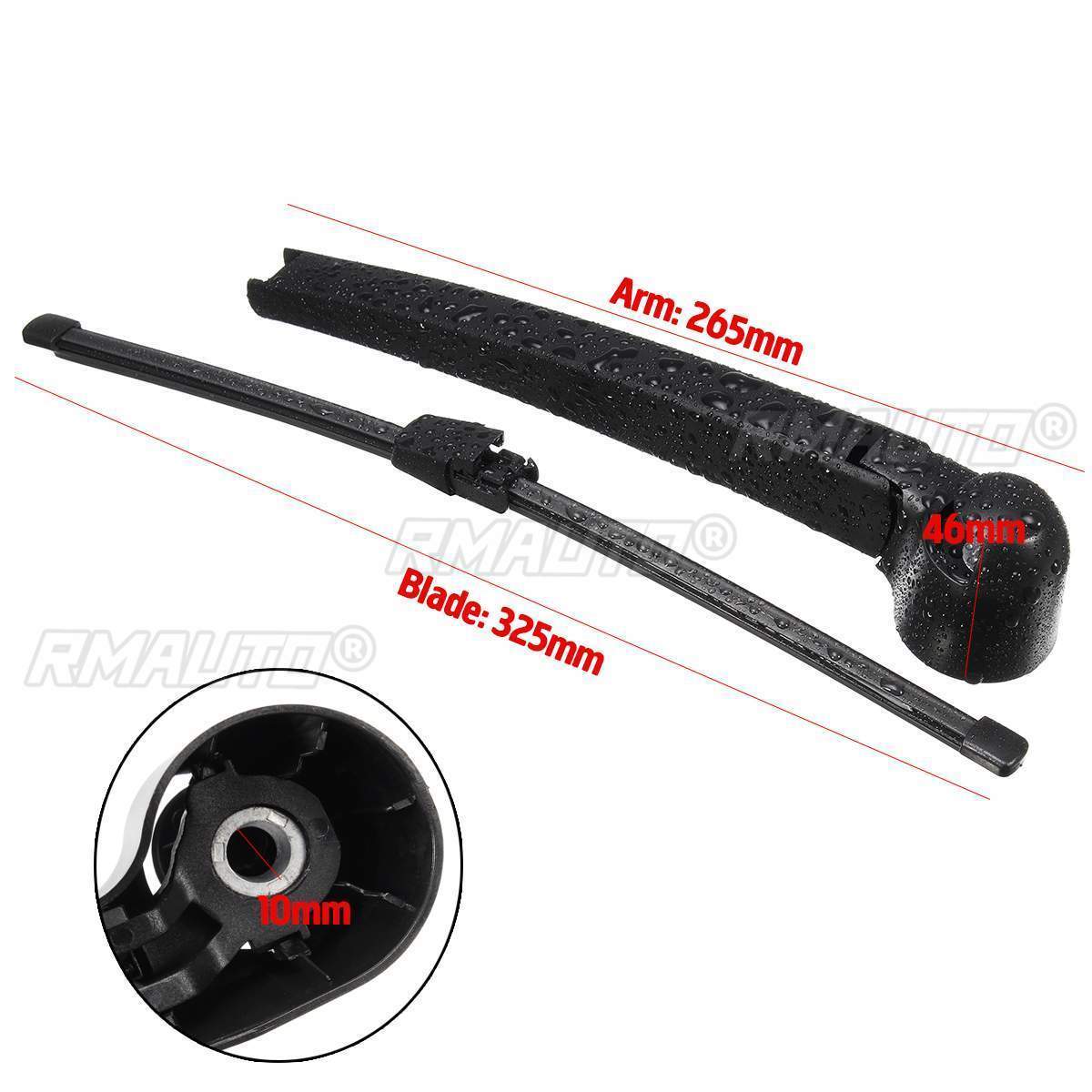 325mm Car Rear Windscreen Wipers Wiper Arm Blade For VW Polo 2005 55 2006 56 2007 57 2008 58 2009 1.2 1.4 1.9 TDi E S