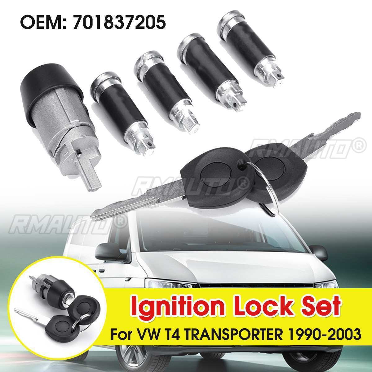 7pcs Ignition Switch 4 Door Lock Barrel 2 Keys Set For VW Transporter Caravelle T4  MK IV 1990-2003 Double Barn Doors