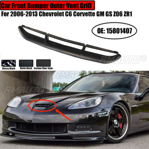 Car Front Bumper Outer Vent Grill For 2006-2013 Chevrolet C6 Corvette GM GS Z06 ZR1 Upper Grille Body Kit Replacement 15801407