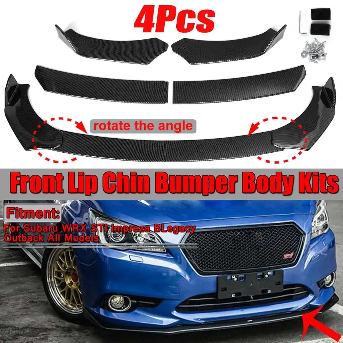 4pcs Car Front Lip Bumper Splitter Diffuser Spoiler For Mazda 3 Axela 6 Atenza 2 3 5 6 CX 3 4 5 MX5 RX8 Miata 323 626 RX7 RX8