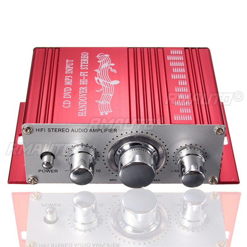 KROAK Mini 20w*20w HiFi Stereo Audio Amplifier AMP for Car MP3 FM Radio Boat 2 Channel Stereo DVD Speaker Blue Red