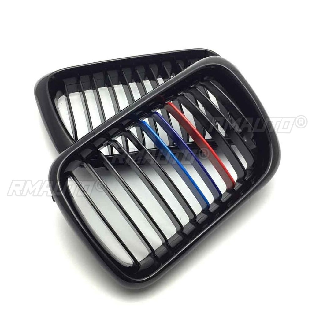 1 Pair M Style Gloss Black Car Front Bumper Kidney Grille Racing Grill for BMW E36 M3 3 Series 1997-1999 Car Body Styling Kit