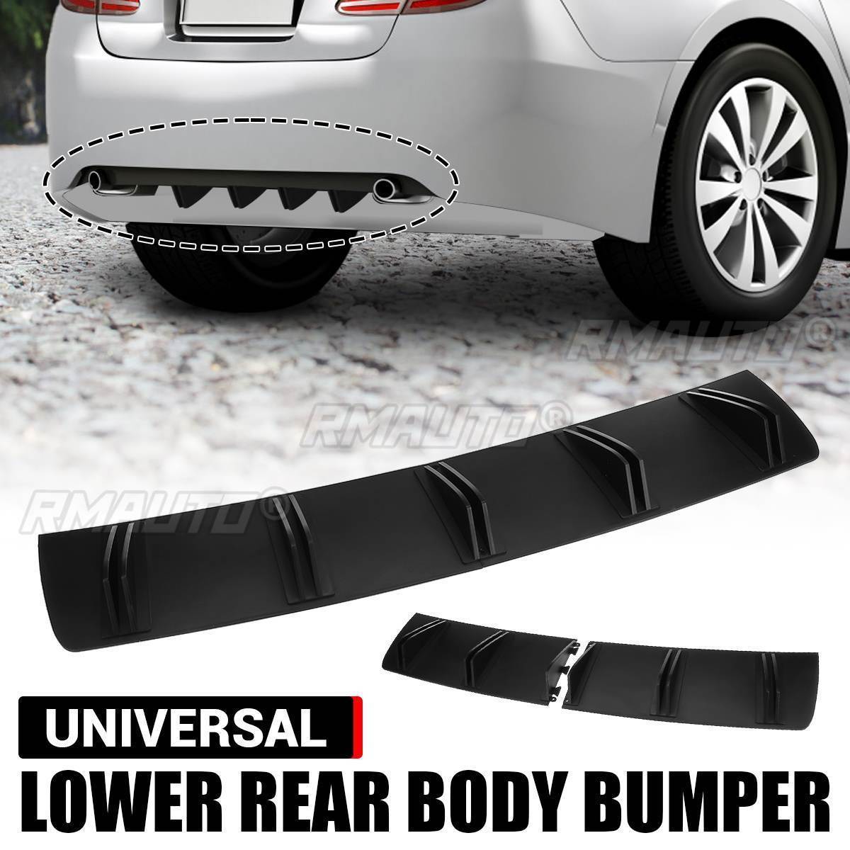 81.5cm Universal Car Rear Bumper Lip ABS Rear Shark Chassis Fin Style Curved Bumper Lip Diffuser 5 Fin Spoiler Modification Kit