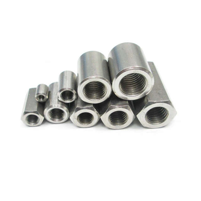 Aluminum Round Threaded Studding Connector Nuts SS 201 SS304 Stainless Steel All thread Tube Sleeve