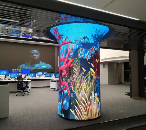 Full Color Flexible Led Display Indoor Soft Curve Cylindrical  Led Display P1.538/P4 Round Arc Led Advertising Video Screen