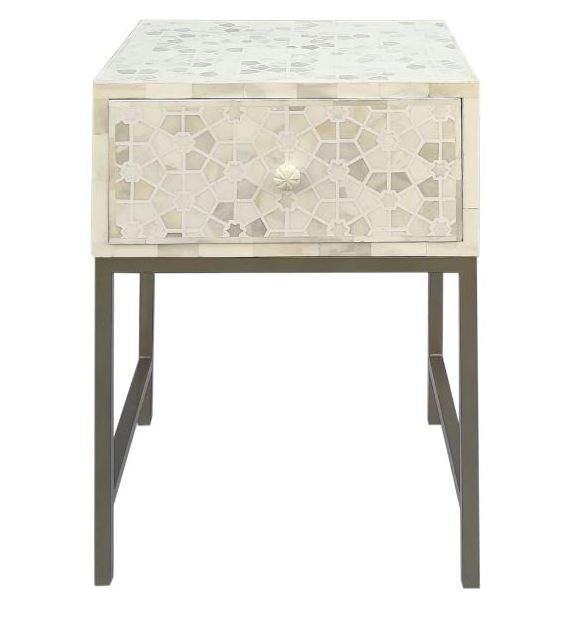 Wholesale New Arrival 2022 Star Pattern Bedside Table Iron Base Bone Resin Inlay Modern Hotels Homes Luxury Apartments Furniture