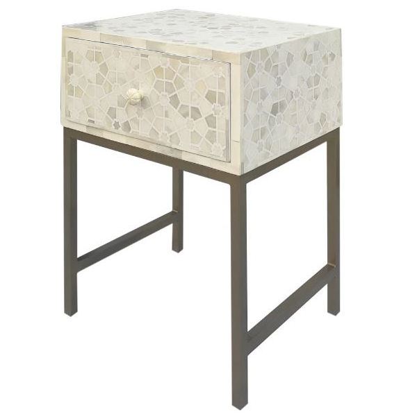 Wholesale New Arrival 2022 Star Pattern Bedside Table Iron Base Bone Resin Inlay Modern Hotels Homes Luxury Apartments Furniture