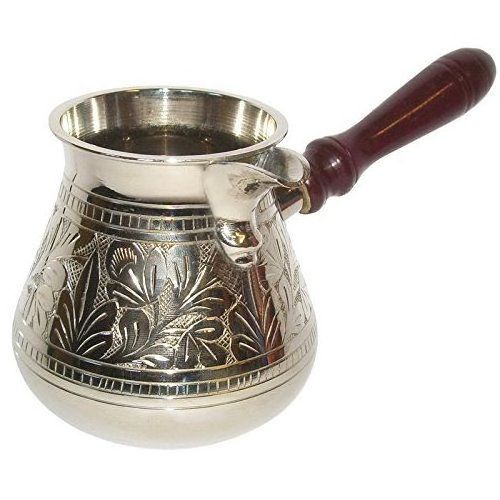 Turkish Coffee Pot in Pure Brass Turkish Tea Maker with wooden handle Tea and Coffee Set Tea Kettle for Arabic Coffee Cawa