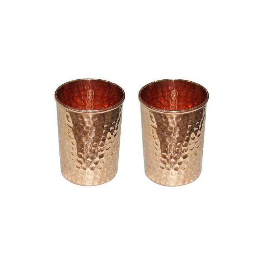 Premium Quality Gorgeous look pure Copper tumbler glass cup for water decorated tumbler large custom for drinking ware