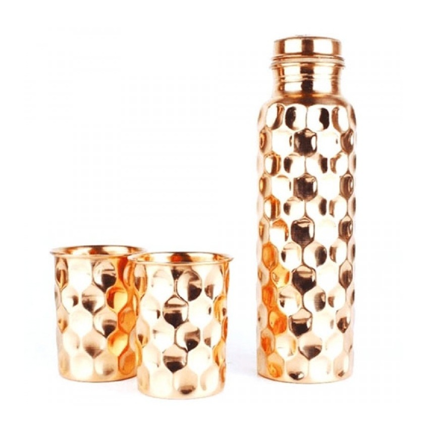 Premium Quality Gorgeous look pure Copper tumbler glass cup for water decorated tumbler large custom for drinking ware