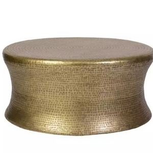 Modern Wholesale Furniture Metal Hammered Coffee Table Aluminum Drum Storage Coffee Table Metal Drum Shape Center Table