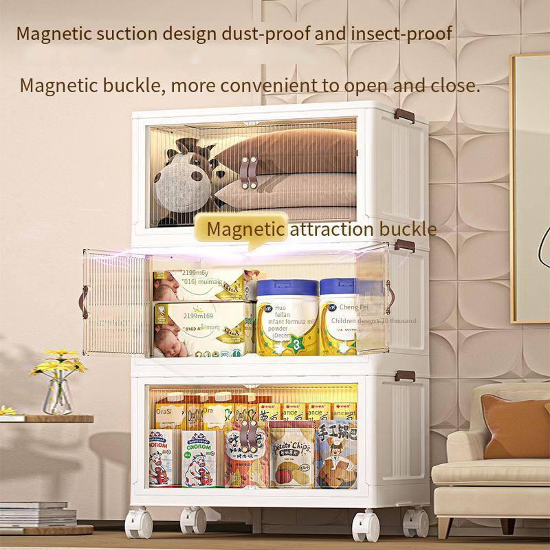 rmier Multi functional folding storage cabinet multi-layer plastic household living room snack toy storage cabinet