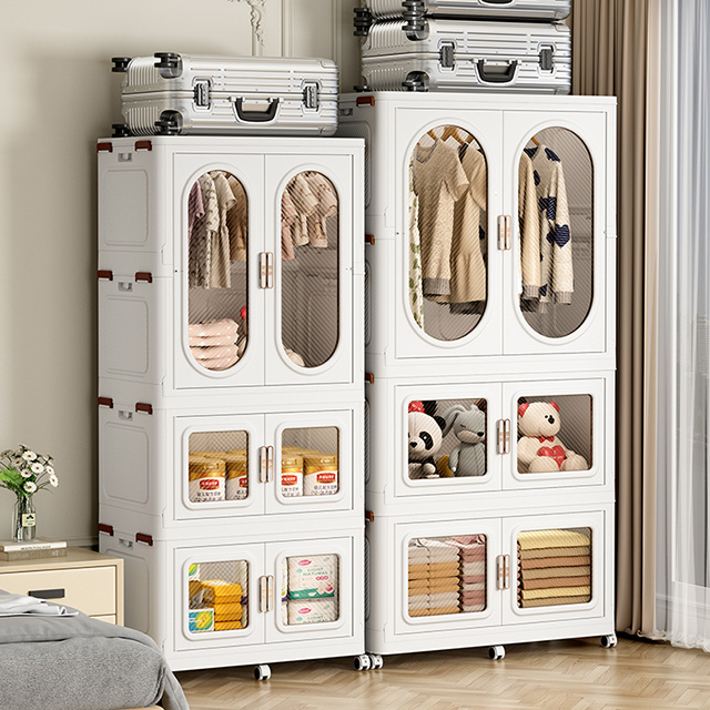 Rmier 2024 new foldable double-door pp environmentally friendly material sturdy and durable clothing storage cabinet