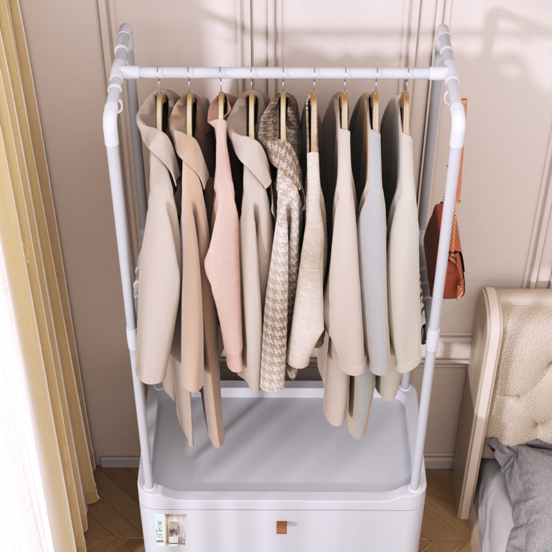 rmier Bedroom hanging clothes rack with wheels, movable household clothes rack, simple clothes and hat rack