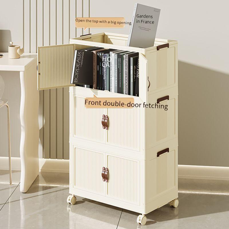 Cream Wind Foldable Plastic Storage Box Household Organizer for Baby Clothes Snacks Toys Wardrobe Cabinet