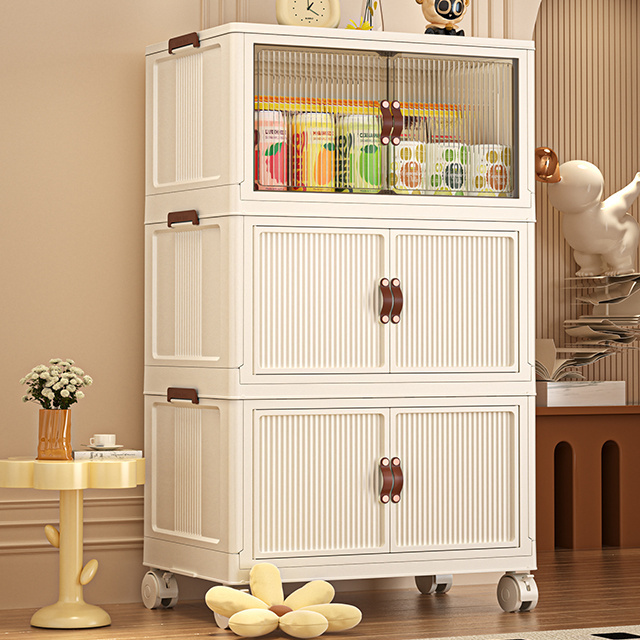 Foldable Plastic Clothes Storage Cabinet Functional Square Design with European Style for Bedroom