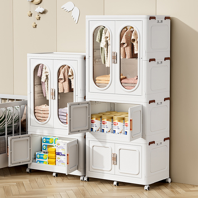 Rmier 2024 new foldable double-door pp environmentally friendly material sturdy and durable clothing storage cabinet