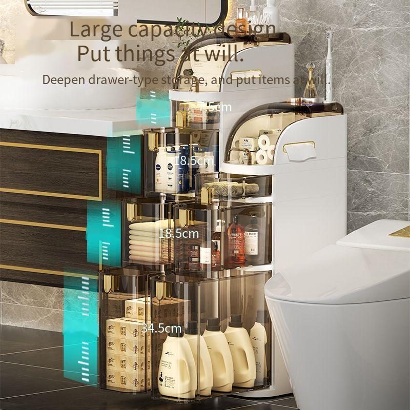 Classic Square Bathroom Floor Storage Cabinet Decorative Gap Organizer with Transparent Plastic Drawers Injection Technique