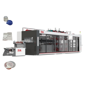 3 stations plastic lid tray making thermoforming machine PLC plastic packaging forming machines