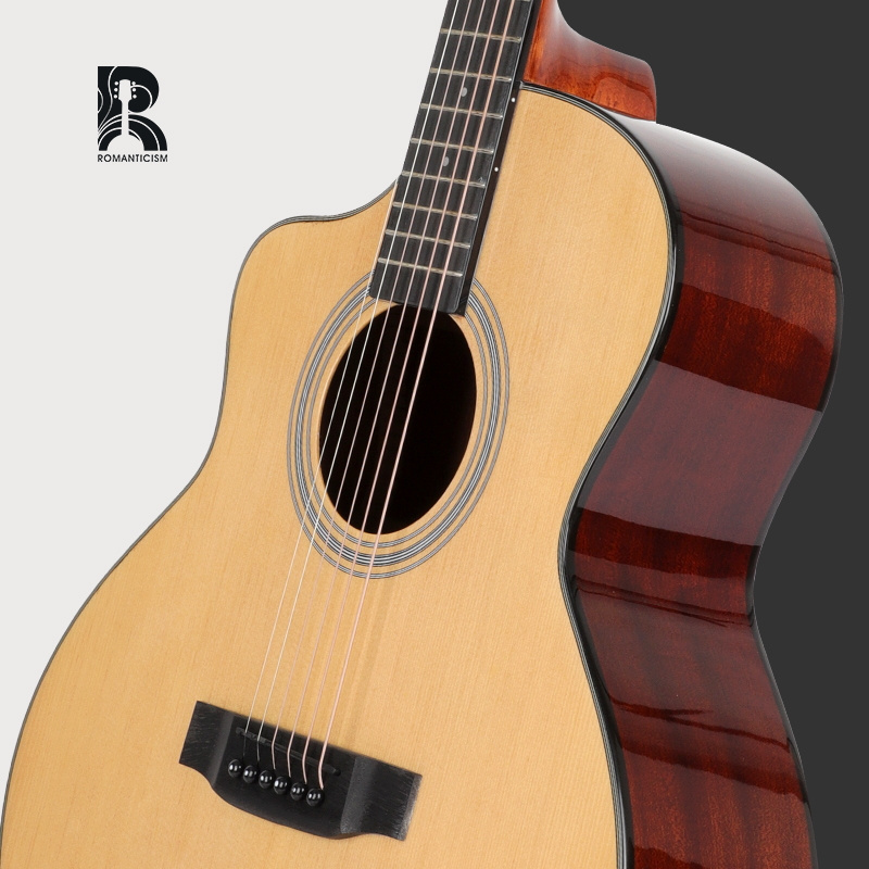 Zy-Ptd01 R Rainbow Hot-Selling Spruce Top Acoustic Plywood Body Bass 4 Strings Cutway Dreadnought Acoustic Guitar Made In China