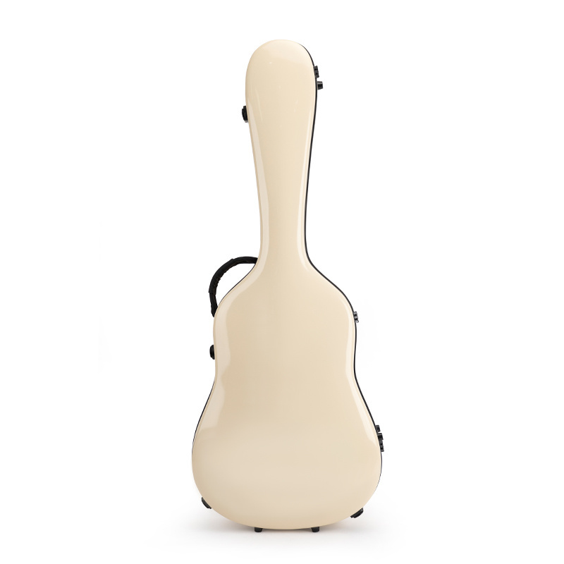 High-grade quality guitar case white cream color lockable safe latch guitar bag fiberglass material  classical guitar case