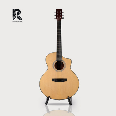 Zy-Ptd01 R Rainbow Hot-Selling Spruce Top Acoustic Plywood Body Bass 4 Strings Cutway Dreadnought Acoustic Guitar Made In China