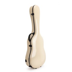 High-grade quality guitar case white cream color lockable safe latch guitar bag fiberglass material  classical guitar case