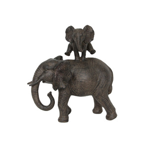 Home decoration Gift decoration statue antique brown black animal  elephant mother and son family joy statue