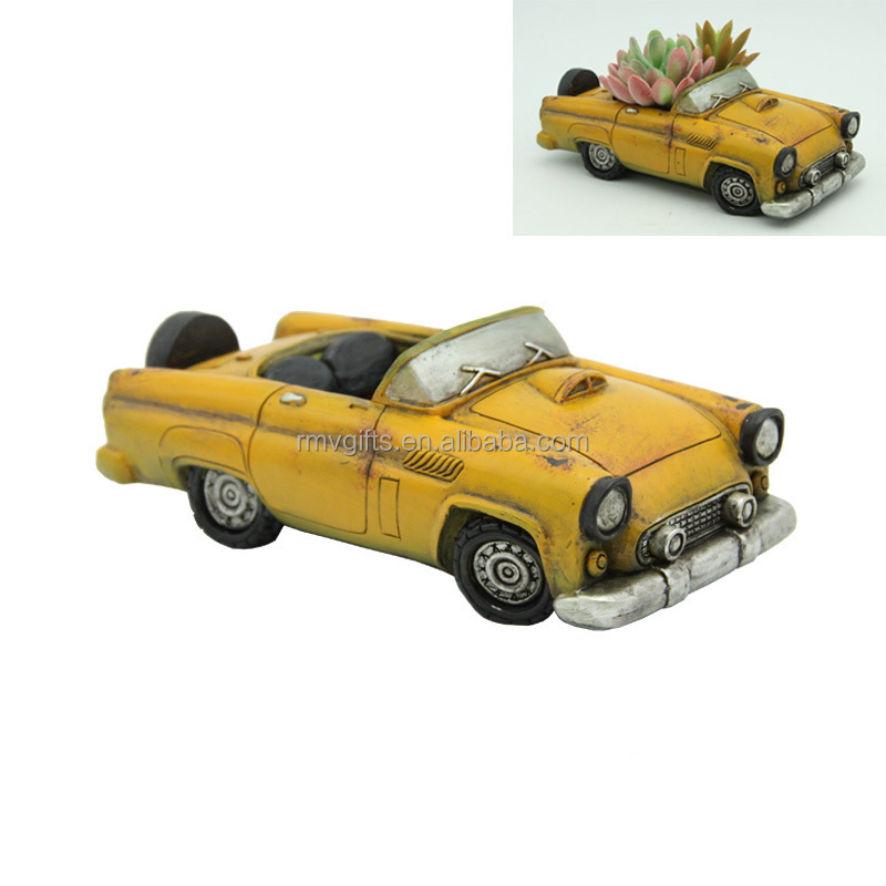 Popular Giftware Funny Cool Car Shaped Handicrafts Planters Resin Succulent Decorated Flower Pots