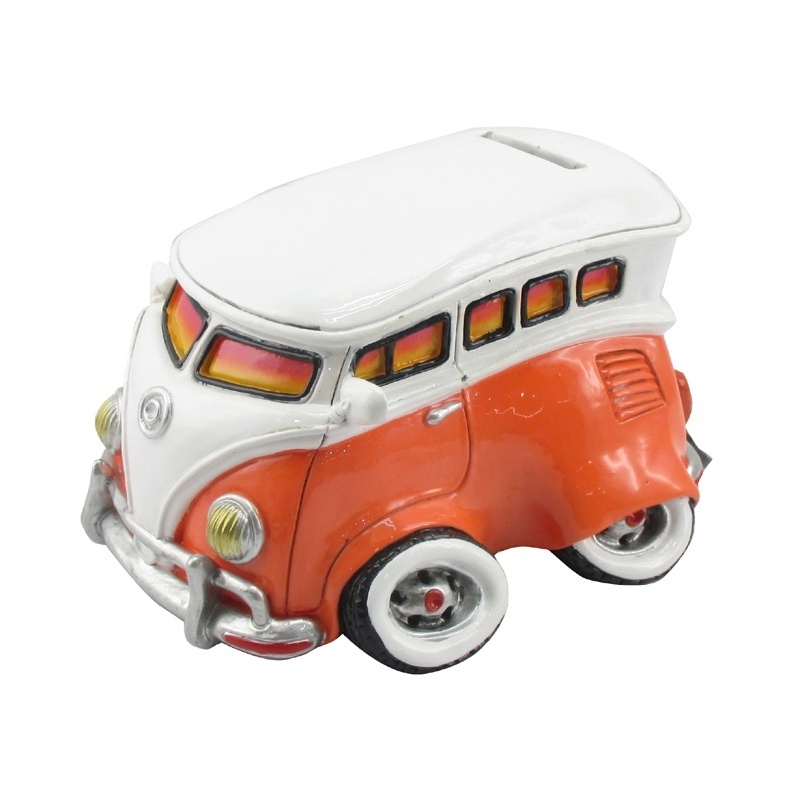 Home gifts school bus money pot sculpture ornaments, indoor desktop wall decoration