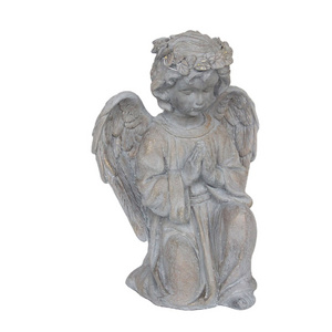 Vintage Large Outdoor Garden Decors Hand Carved Blessing Angel with Solar Light Praying Cute Resin Cherub Statue